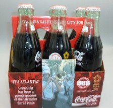 1996 Olympic Atlanta Coca Cola Bottles 6 pack with carrier Commemorative - $12.82