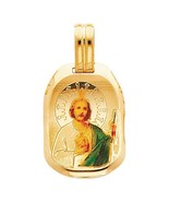 Genuine 14k Yellow Gold and Enamel 0.90&quot; Saint Jude Religious Unisex Pen... - $327.42 CAD