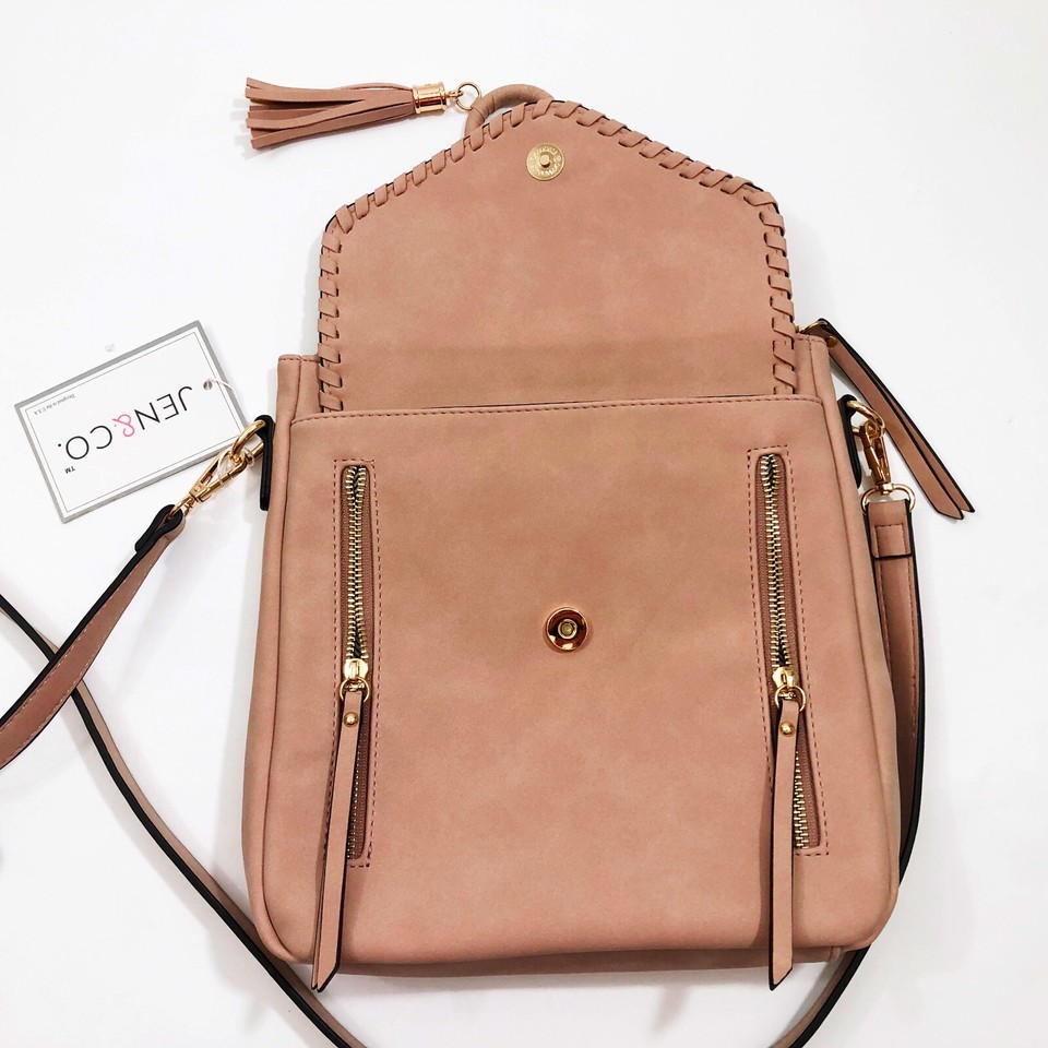 Jen & Co. Layla Mauve Faux Suede Cross Body Bag 10.5x11x3 inches Item image 5