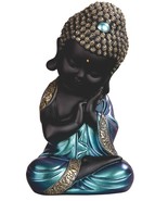 Sleeping Baby Buddha Resting Serene Statue 7.8&quot; H Blue Robe Resin - $29.70
