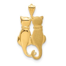14K Yellow Gold Cats Pendant Charm Kitty Jewelry New 0.96&quot;X 0.5&quot; 24.4mm x 12.6mm - £65.71 GBP