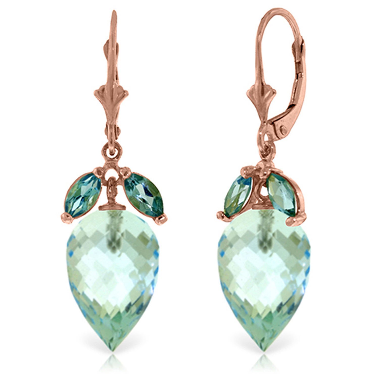 Galaxy Gold GG 14k Rose Gold Earring with Dangling Briolette Blue Topazes - $648.44+