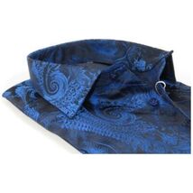 Men's Silky Paisley Floral Shirt By JT Milano AVM Slim Fit 6002-34 Royal Blue image 2