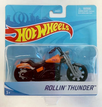 New Mattel X7721 Hot Wheels 1:18 Street Power Rollin Thunder Motorcycle Orange - £11.27 GBP