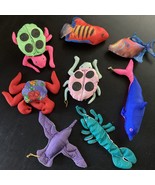 LOT 8 Animal Summer Beach Sand Filled Plush Toys Ladybug, Fish,dolphin,c... - $12.86