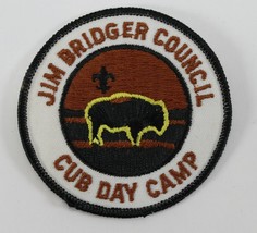 Vintage Jim Bridger Council Cub Day Camp Black Round Boy Scouts BSA Camp Patch - £9.04 GBP