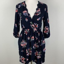 Band Of Gypsies Wrap Dress Size Small Navy Blue Floral Print Tie Waist Womens - £21.74 GBP