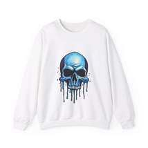 Blue Dripping Skull Crewneck Sweatshirt for Bold Fashion Statements - $49.99