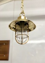 Vintage Style Brass Exterior Bulkhead Hanging Cargo Light Fixture with Shade - $148.50