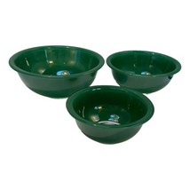 Pyrex Mixing Bowl Set S M L Lot 3 Forest Green Clear Bottom - $68.26