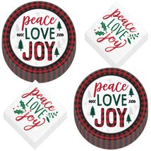 HOME &amp; HOOPLA Cozy Christmas Party Supplies - Buffalo Plaid Tree Paper D... - £11.93 GBP+