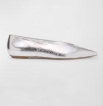 Stuart Weitzman Women&#39;s Lina Pointed Ballet Flats Silver Size 8B NIB - $123.75
