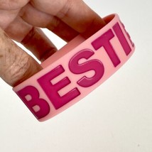 Besties Band Silicone Rubber Bracelet Light Pink Dark Pink Dips - £4.69 GBP