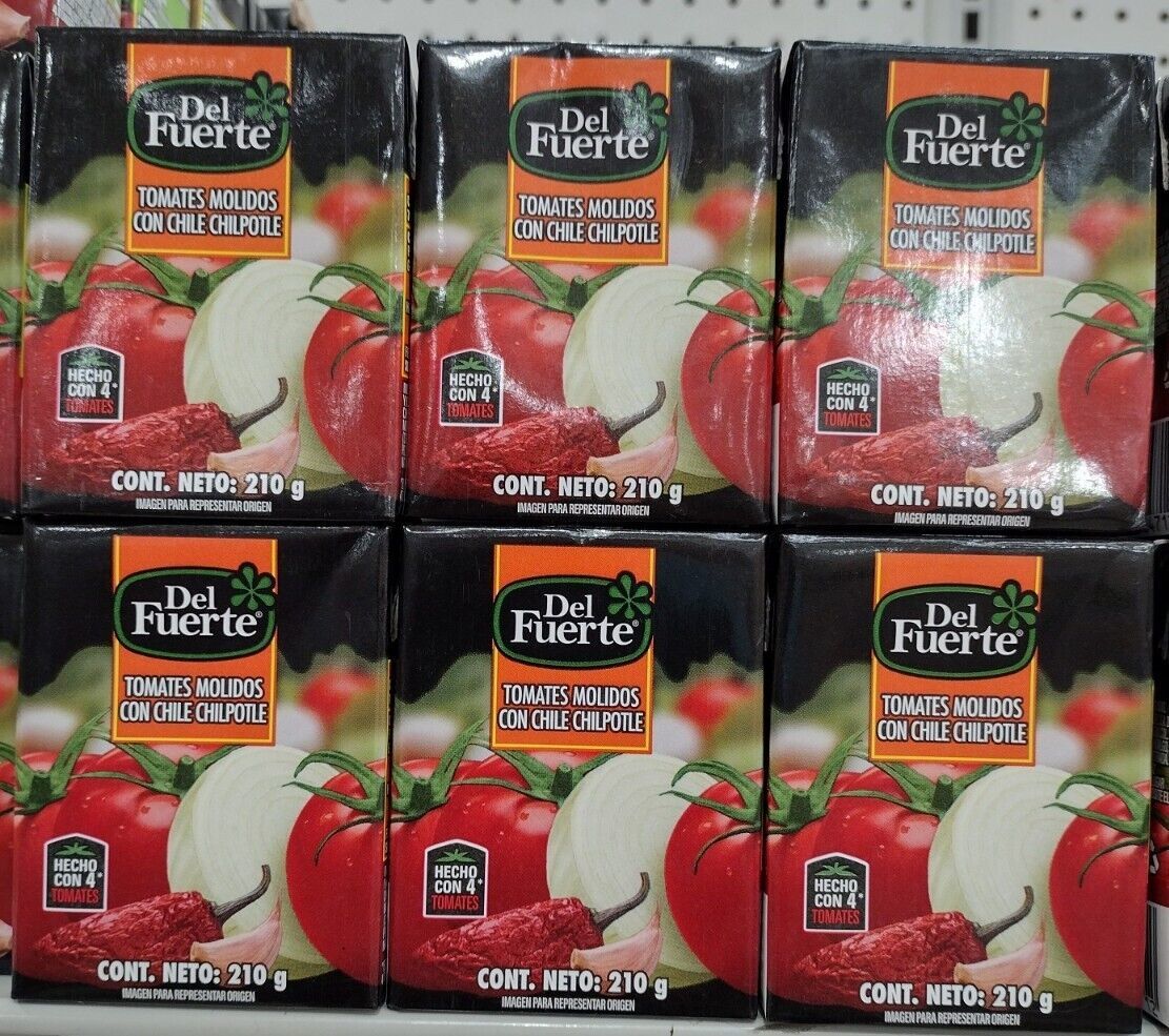 6X DEL FUERTE TOMATE MOLIDO CON CHILE CHIPOTLE  TOMATO SAUCE - 6 de 210g... - $19.34