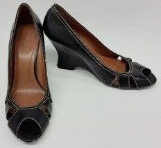 Kenneth Cole Reaction Shoes Peep Toe Black Wedge Heel Cut Outs Black Siz... - £31.11 GBP