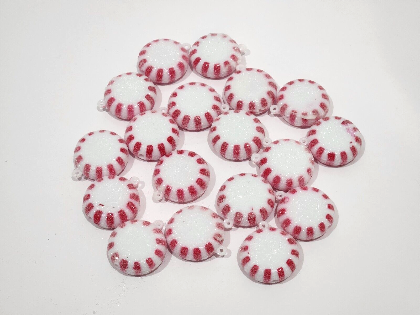 18 Mini Peppermint Candy Cane Christmas Red White Ornaments Crafts - $13.99