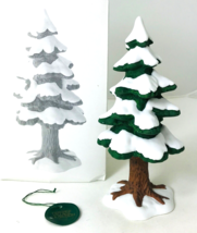 Dept 56 Small Porcelain Pine Christmas Tree Heritage Village 5219-1 Tag &amp; Box 7&quot; - £15.98 GBP