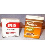 Vintage Iris Nutmeg and Durkee Ginger Spice Tins  - $9.95
