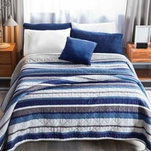 Boston Stripes Teens Kids Boys Ultraslim Reversible Comforter Set 1PC Queen Size - £42.94 GBP