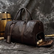 Fashion Genuine Leather Travel Duffel Man Unisex Soft Cow Leather Business Big T - £254.44 GBP