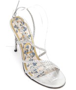GUCCI Sandal Metallic Silver Leather HAINES Strappy Floral Sz 38 - £322.73 GBP