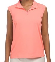 Nwt Ladies Stella Parker Coral Glow Sleeveless Mock Golf Shirt M L Xl Upf 50 - £23.97 GBP
