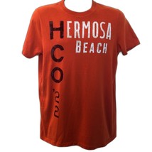 Hollister and Co. Men&#39;s Orange Graphic T-Shirt Large Hermosa Beach Graphic Tee - £11.80 GBP