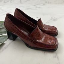 Nine &amp; Co Womens Vintage Y2k Square Toe Heels Size 6 Red Patent Leather ... - $43.55