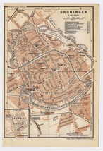 1910 Original Antique City Map Of Groningen / Netherlands Holland - £16.80 GBP