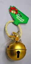 Christmas Jingle Bell Door Hanger Gold Star Bell Holly Bow Ornament - £5.40 GBP