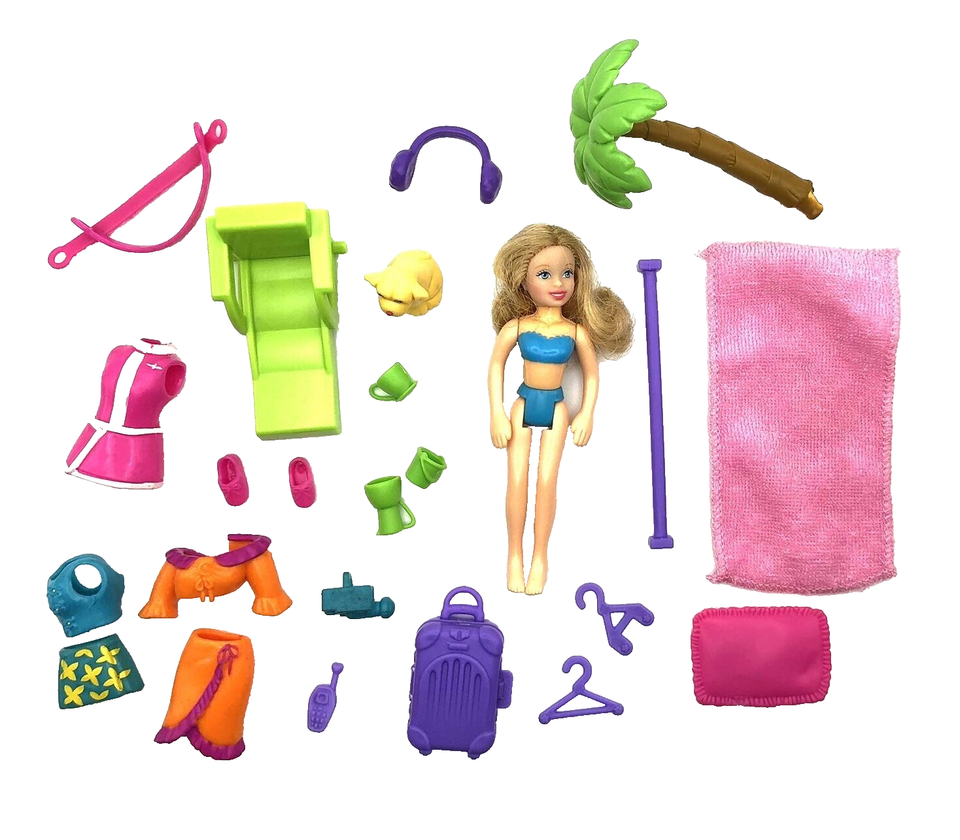 Polly Pocket 2003 Groovy Getaway Jet Doll, Clothing &amp; Accessories *Incom... - $14.20