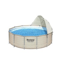 Flowclear Round Pool Canopy Sunshade, Compatible with 10&#39;-18&#39; Round Above-Ground - £109.13 GBP