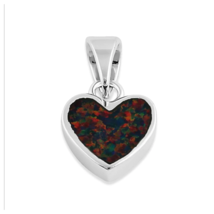 Australian Black Opal Small Heart Pendant Necklace Solid 925 Sterling Silver - £15.05 GBP