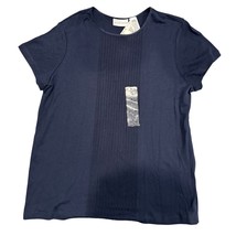 New Jaclyn Smith Womens Shirt Large Navy Blue Tee Top Blouse Cotton Polyester - £8.62 GBP
