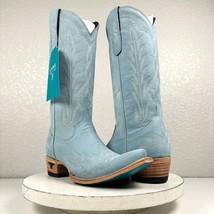Lane LEXINGTON Light Blue Cowboy Boots Womens 7 Leather Western Style Snip Toe - £174.09 GBP