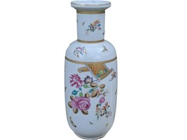 18.5&quot; Vista Alegre Mottahedeh Lowestoft Rose Large Floor Vase 7&quot; wide - $470.25