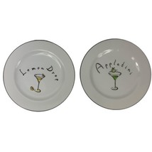 Pottery Barn Lemon Drop Appletini Martini Replacement Cocktail Plates 7 ... - £19.35 GBP