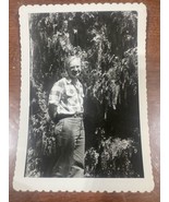 Pensive Man Posing In Front Of Trees 1950s Original Photo 3.5x5&quot; OOAK - £7.90 GBP