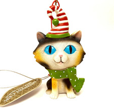 Midwest-CBK Calico Kitty Cat in a Party hat Resin Christmas Ornament Nwt  - £4.95 GBP