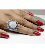 Wedding 925 Sterling Silver Party wear cocktail Blue CZ Ring - £29.42 GBP