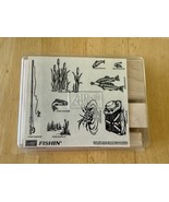 STAMPIN UP FISHIN Unmounted 9 Rubber Stamps Pole Kreel Water Scene Fishi... - $29.70