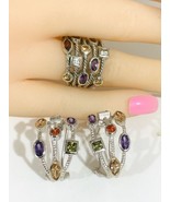 Sterling Silver Multi Stone Ring Size 5.5  And Earrings - $68.64