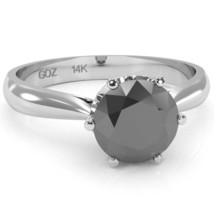 Crown Setting Black Onyx Engagement Ring In 14k White Gold - £317.95 GBP