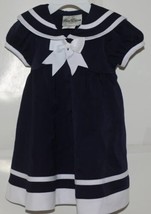 Rare Editions White Blue Dress Bloomers Hat 3 Piece Set 12 Month image 1