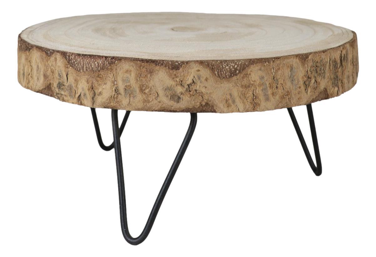 Unfinished Natural Wood Bark Round Slice with Metal Legs Pedestal Stand 9&quot;D - $19.99