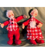 Original Vintage Annalee Hand Painted Doll Set Santa Mrs Claus Christmas... - $102.49 CAD