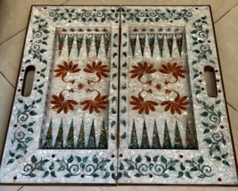 Handmade, Wooden Backgammon Board, Wood Chess Board, Mother of Pearl inl... - $2,150.00