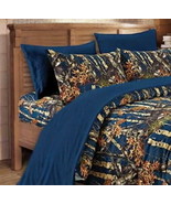 NAVY BLUE CAMO SHEET SET!! FULL SIZE BEDDING 6 PC CAMOUFLAGE DARK WOODS - $29.69