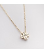 Dainty Cross Necklace in 14k Gold/Tiny Cross Pendant/Christian Necklace - $255.97