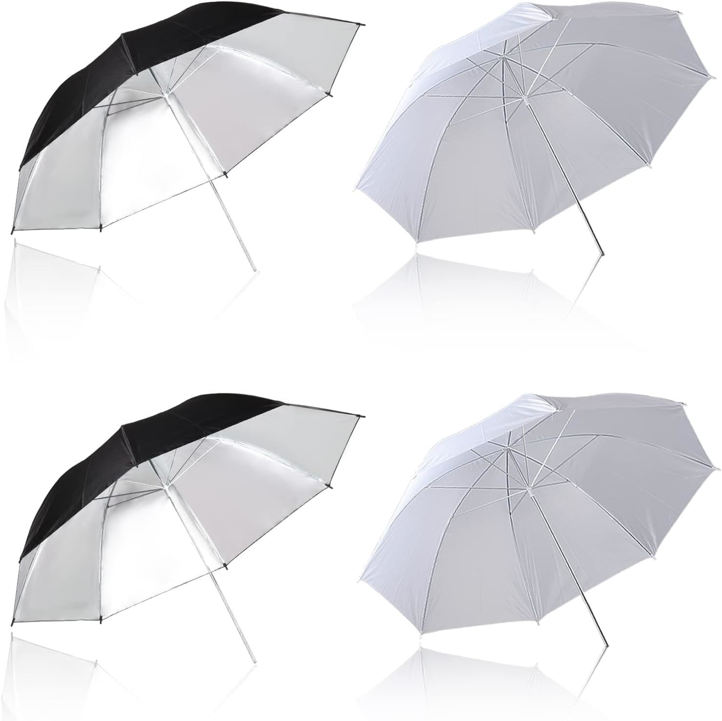 4 Pack Photography Umbrella Lighting Kit, 33Inch /43Inch Black &amp; Silver,... - $42.18